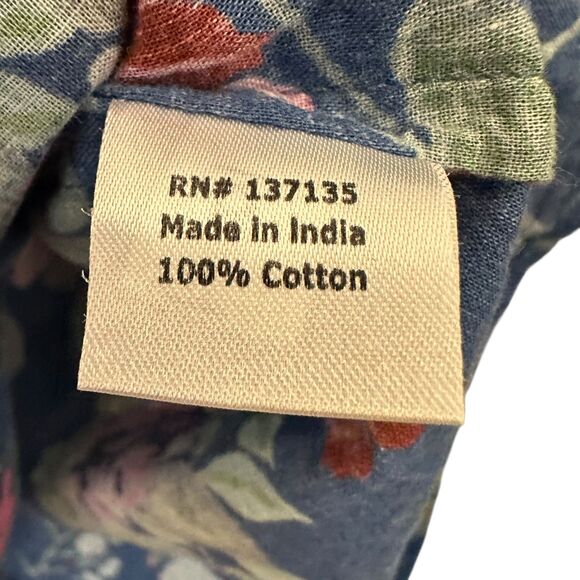 Bella Tu Blue and Pink Floral Beaded Embroidered V-Neck Cotton Tunic Size XXL - Picture 3 of 7